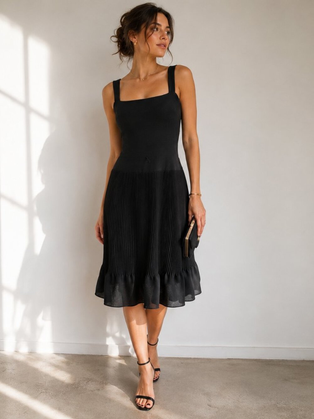 Frascara Little Black Dress Pleated Skirt Cocktail Dress Altered Best Fit XS/S